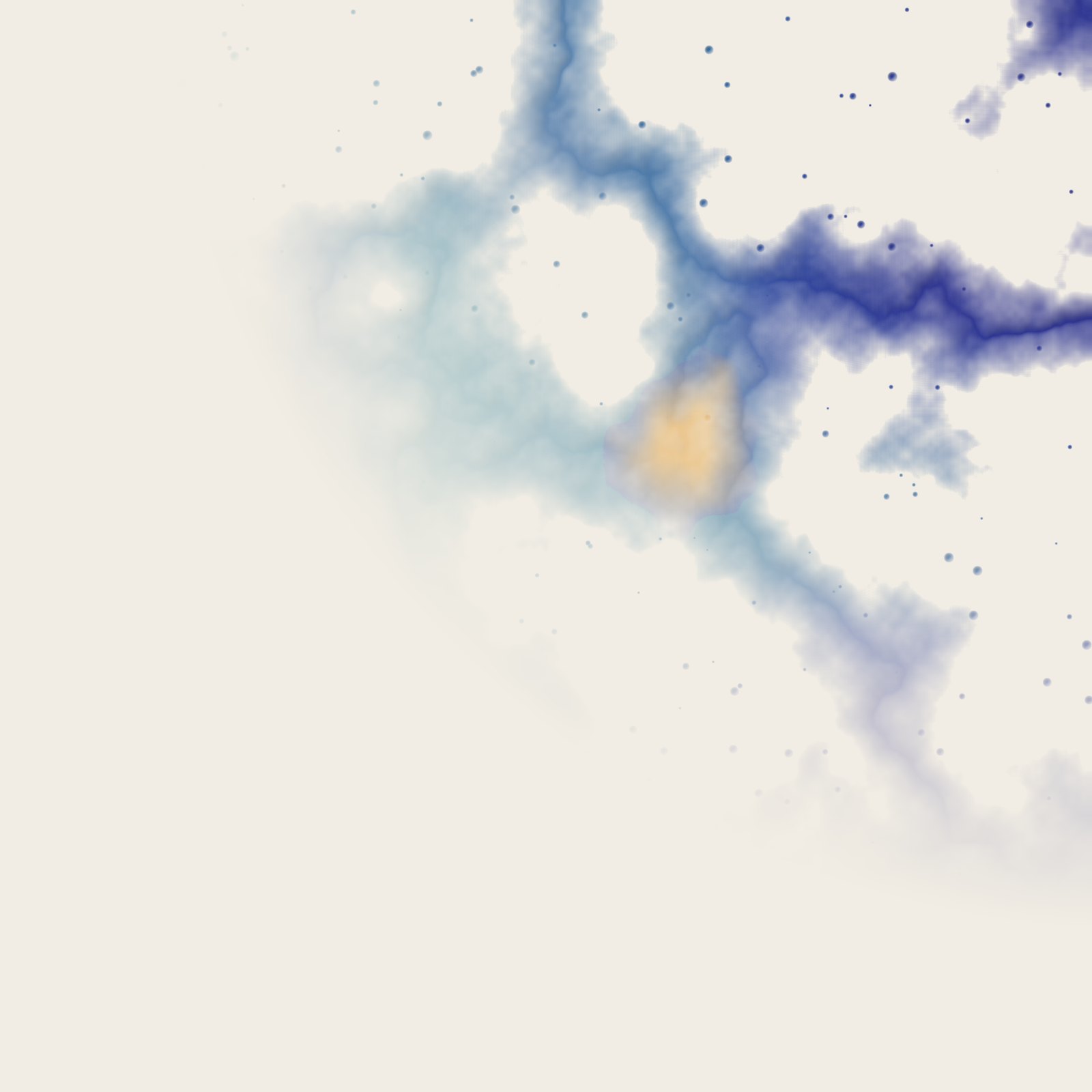 Neurology: an abstract corner picture, organic forms in blue, violet and teal on cream